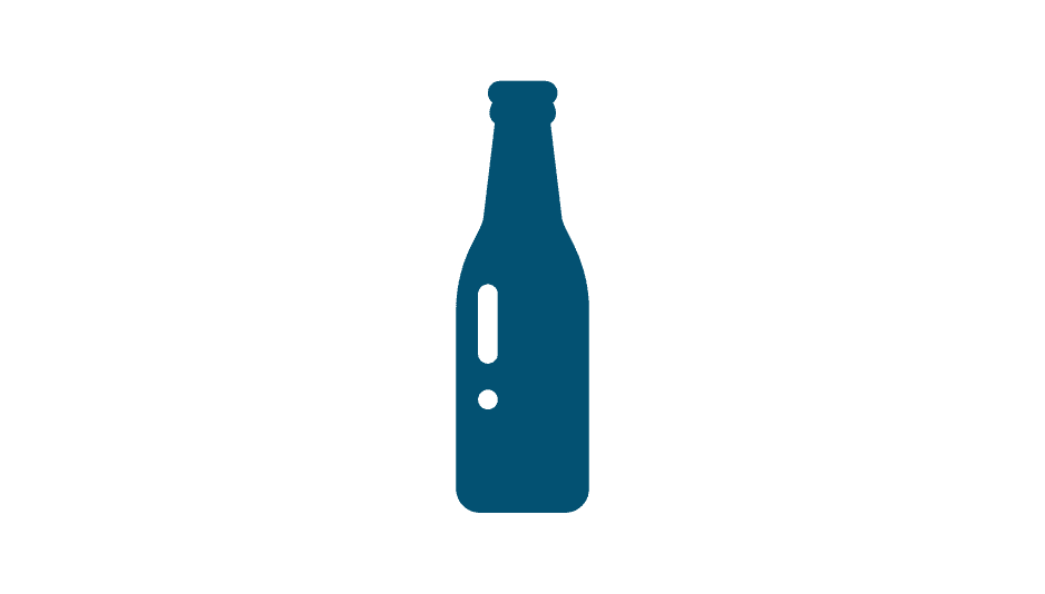 A blue illustration of a glass bottle