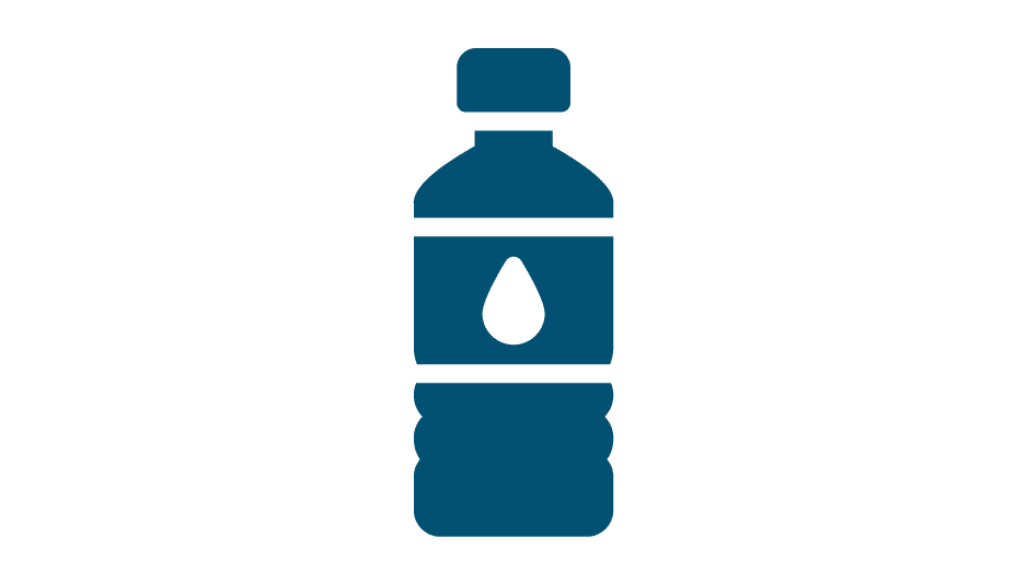 A blue illustration of a plastic bottle