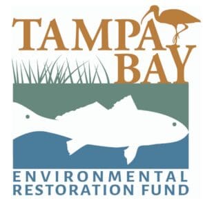 tampa bay environmental restoration fund logo, white ibis, red drum, marsh grass